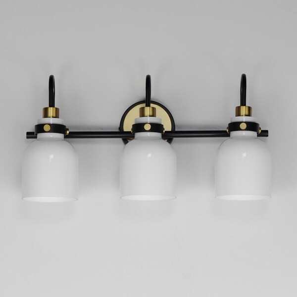 Milk 3-Light Bath Vanity, Satin Brass